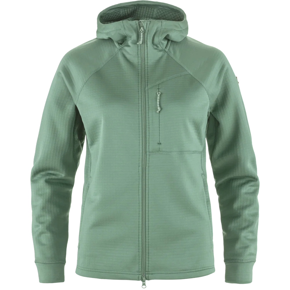 Fjällräven Women's Abisko Grid Fleece Hoodie Patina Green v:9214506